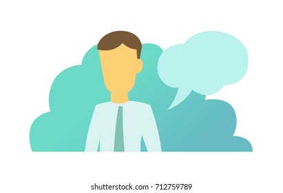 Message saying man bubble. System message human appearance vector illustration