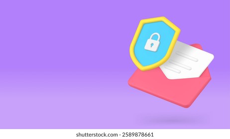 Message security email safe service antivirus system banner copy space vector illustration. Media information protection communication encryption anti spam electronic mail letter envelope protect