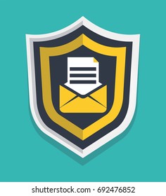 Message security icon. Vector illustration in flat style.