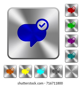 Message sent engraved icons on rounded square glossy steel buttons