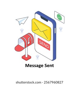 Message Sent isometric Colored illustration. EPS File stock illustration