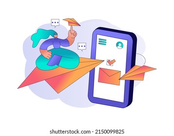 message sent in social media flat design
