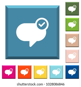 Message sent white icons on edged square buttons in various trendy colors
