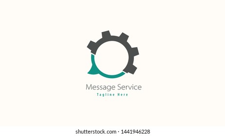 Message service logo. Gear dan message logo icon, Logo Template Design Vector, Emblem, Design Concept, Creative Symbol, Icon - Vector