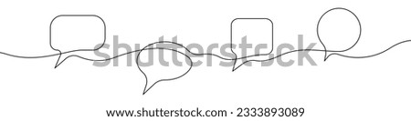 Message set icon line continuous drawing vector. One line Color hint bubble icon vector background. Tooltip icon. Continuous outline of a Notification speech balloon icon.