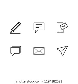 message set outline icons collection sms envelope line icons
