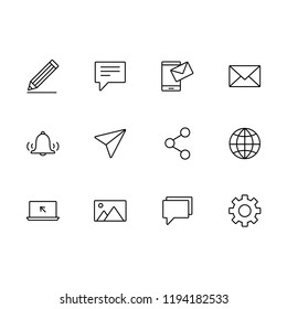 message set outline icons collection sms envelope line icon
