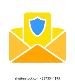 Mensaje con el icono de la línea de protección. Carta, correo electrónico, sobre, texto, dirección, entrega, sello. Icono de color vectorial sobre fondo blanco para negocios y publicidad.