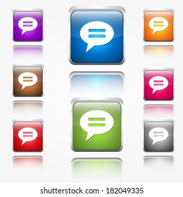 Message Sign Round Corner Vector Web Icon Button Set
