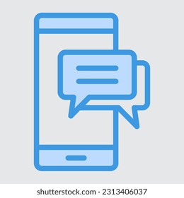Message smartphone blue line icon, use for website mobile app presentation