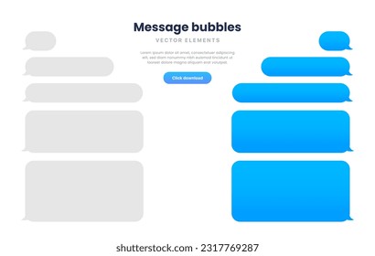 Message smartphone template. Mobile chatting sms app template bubbles. Message bubbles chat on smartphone icons. Phone chatting sms template bubbles