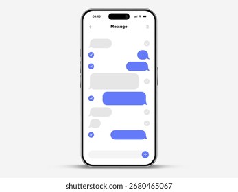 Message smartphone template. Mobile chatting sms app template bubbles. Message bubbles, record bubble, chat on smartphone icons. Phone chatting sms template bubbles.