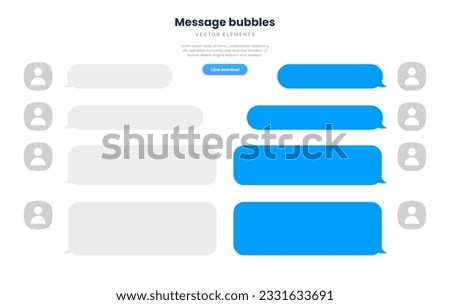 Message smartphone template. Mobile chatting sms app template bubbles. Message bubbles chat on smartphone icons. Phone chatting sms template bubbles