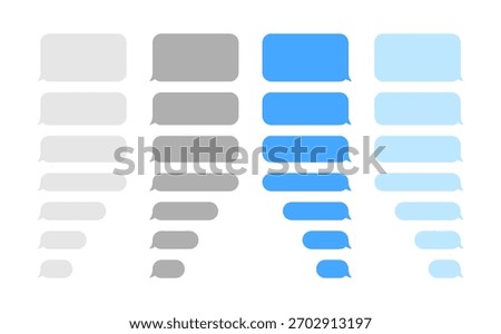 Message smartphone template. Mobile chatting sms app template bubbles. Message bubbles chat on smartphone icons. Phone chatting sms template bubbles. Isolated smartphone mockup. Stock vector.