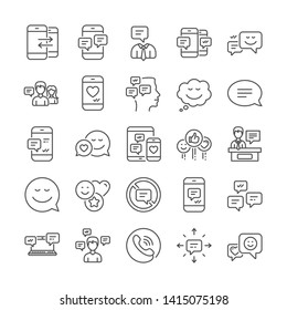 Message sms and Communication icons. Conversation, Group chat and Speech bubbles icons. SMS communication, Phone chat and Stop talking symbols. Conversation group, smartphone message, info. Vector