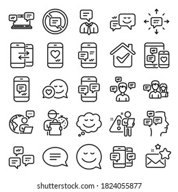 Mensajes sms e iconos de comunicación. Iconos de charla grupal, conversación y burbujas de voz. Comunicación por SMS, chat por teléfono y dejar de hablar símbolos. Grupo de conversación, mensaje de smartphone, información. Vector