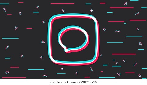 Message. Social networks and communication on the Internet. Glitch background with message icon. Vector illustration