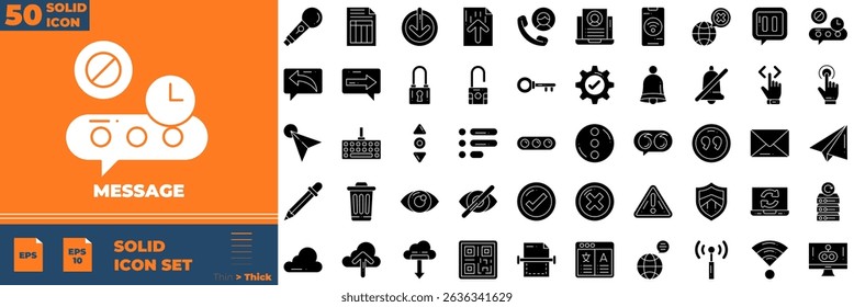 Message Solid Editable Icons set. Vector illustration in modern thin solid style of message icons: Phone, website, message, etc