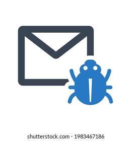 Message spam icon.letter,infected (vector illustration)