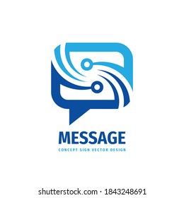 Message speech bubble communication logo design, consulting sign. Social media symbol.