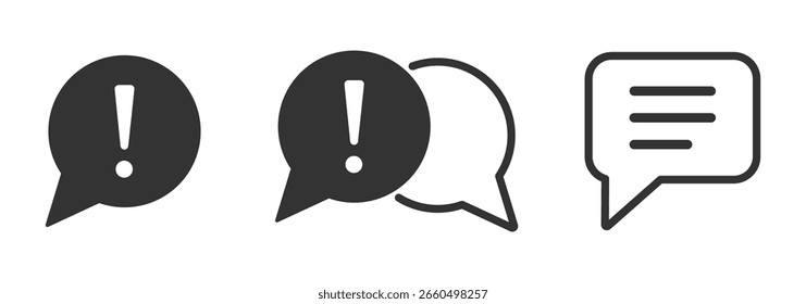 Iconos de burbujas de mensajes y discursos – Juego de Vectores de línea limpia . Iconos de la burbuja de la conversación, conjunto de contorno de la burbuja del discurso de Vector