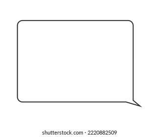 Message or speech bubble in outline style. Empty chat frame template isolated on white background. Mobile messenger app dialog element. Vector graphic illustration