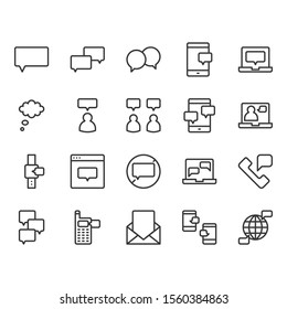 Message and speech bubble related icon and symbol set