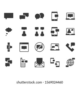 Message and speech bubble related icon and symbol set