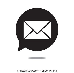 Mensaje en burbuja de voz, icono de notificación de medios sociales, diseño de vectores