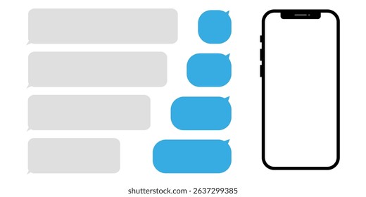 Message speech bubble for text on phone. Conversation chat mockup for mobile phone