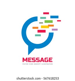 Message - Speech Bubble Vector Logo Concept Illustration In Flat Style. Dialogue Talking Icon. Chat Sign. Social Media Symbol. Social Communication Insignia. Design Element.