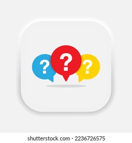 Message speech bubbles with question mark icon. Chat with ask symbol in neumorphism style. Vector EPS 10
