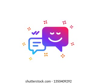 Message speech bubbles with Smile icon. Chat emotion sign. Dynamic shapes. Gradient design happy emotion icon. Classic style. Vector