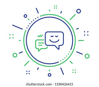 Message speech bubbles with Smile line icon. Chat emotion sign. Quality design elements. Technology happy emotion button. Editable stroke. Vector