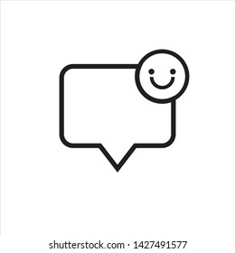 Message speech bubbles with Smile line icon. Chat emotion sign. black line button. Happy emotion icon design. Colorful geometric shapes. Vector