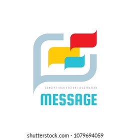 Message - speech bubbles vector logo concept illustration in flat style. Dialogue talking icon. Chat sign. Social media symbol. Communication consulting insignia. Design element.