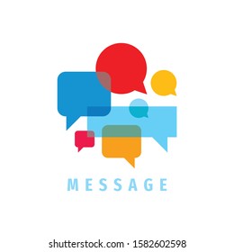 Message speech bubbles vector logo design. Dialogue talking icon. Chat sign. Social media symbol. Communication consulting insignia. 
