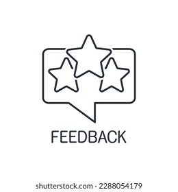 Message with the stars. Response, feedback. Vector linear icon isolated on white background.