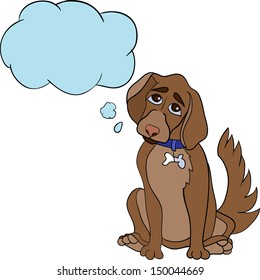 Message sticker with cartoon dog. Vector.