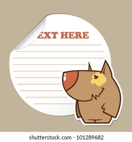 Message sticker with funny cartoon dog. Vector. EPS10