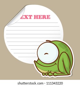 Message sticker with funny cartoon frog. Vector. EPS10