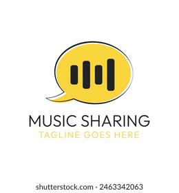 Message style music logo design editable vector eps 10 in yellow color. Music sharing concept logo design