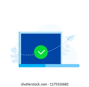 Message successfully sent. Paper airplanes icon. Modern flat style vector illustration.