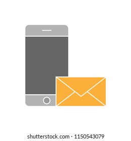 Message symbol on a smartphone color icon, vector illustration design. Communication collection.