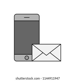 Message symbol on a smartphone icon, vector illustration design. Communication collection.