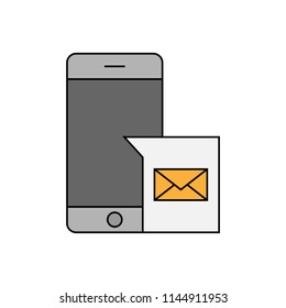 Message symbol on a smartphone icon, vector illustration design. Communication collection.