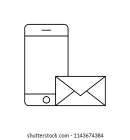 Message symbol on a smartphone line icon, vector illustration design. Communication collection.