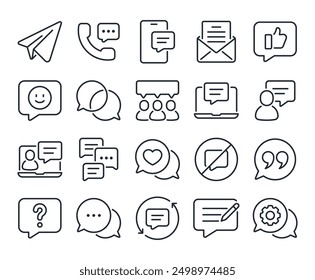 Message, talk, chat, speech bubble, sms, dialogue editable stroke outline icon isolated on white background flat vector illustration. Pixel perfect. 64 x 64