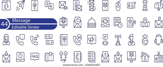 Message, talk, chat, speech bubble, sms, dialogue editable stroke outline icon isolated on white background flat vector illustration.