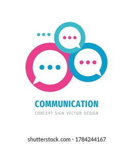 Message talking - speech bubbles vector business logo concept illustration in flat style. Dialogue icon. Chat sign. Social media symbol. Communication insignia. Design element.